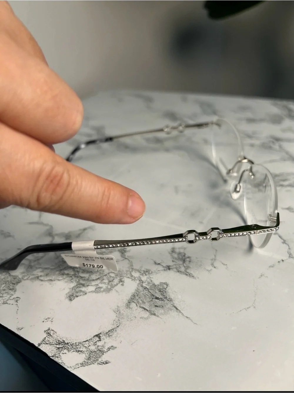 Swarovski Rimless Silver Crystal Accent Eyeglasses